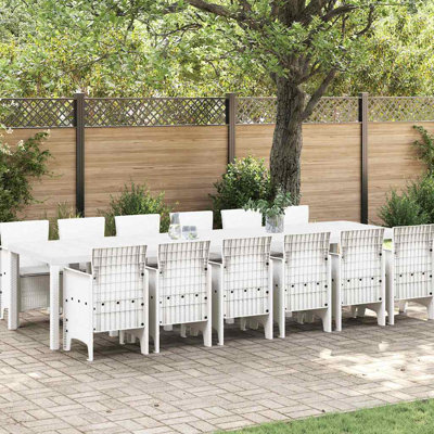 VidaXL White Poly Rattan Garden Dining Set