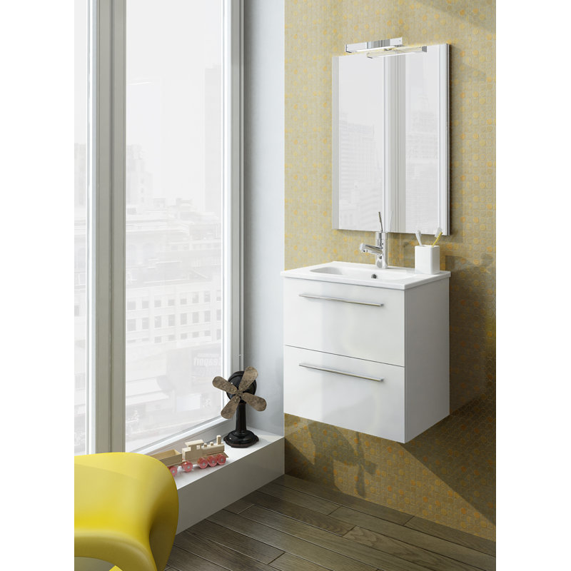 Ensemble de meuble-lavabo simple mural 20,5 "avec miroir Santy, Blanc