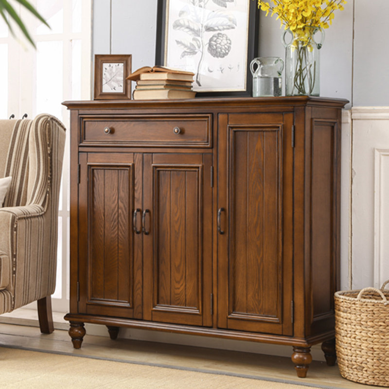 Walnut Solid Wood Shoe Storage Bench, 43.31" H x 47.24" W x 15.75" D