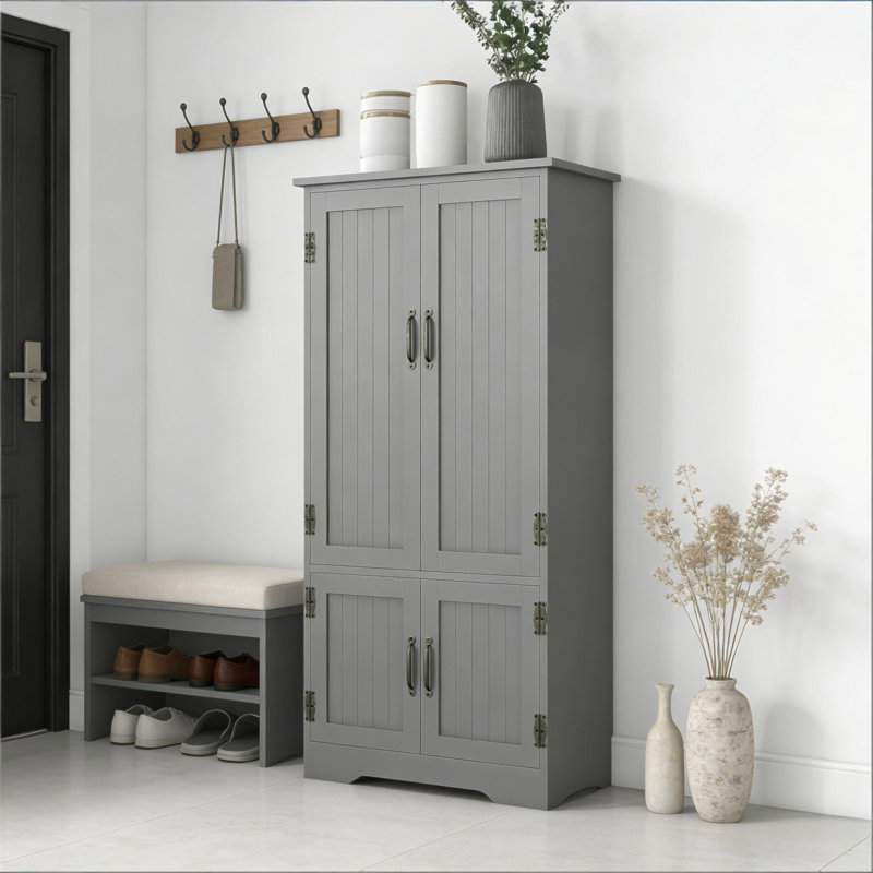 Armoire de maison de ferme, armoire de rangement d'appoint, armoire de cuisine autoportante, Gris