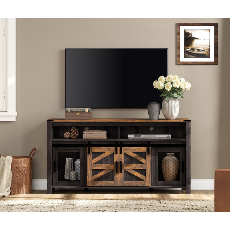 Meuble télé l 59 po Vita, Plateau brun / base noire antique