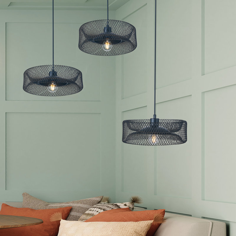 Luminaire suspendu à 1 lumière avec cordon réglable, couleur noire