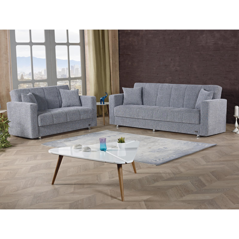 Rousselle 63" Chenille Square Arm Sofa Bed, Gray