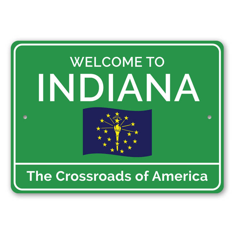 Plaque de bienvenue Indiana, H 12 po x l 18 po x P 0,06 po