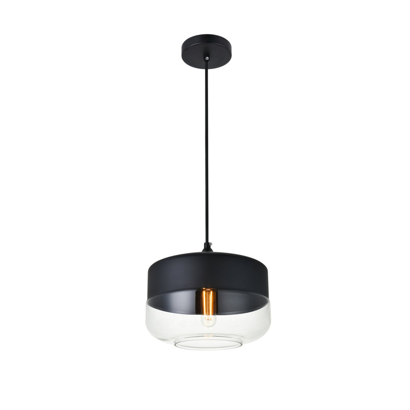 Luminaire suspendu simple à 1 lumière Chamberland, H 8,7 po x l 9,8 po x P 9,8 po, Noir