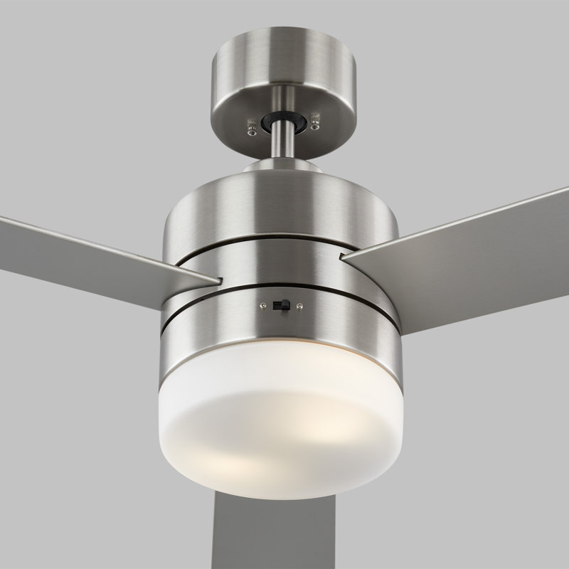 Brushed Silver 44'' Ceiling Fan with Light and Remote