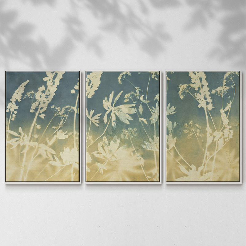 Solstice Lupin, reproduction sur toile 3 pièces, Cadre blanc, H 40 po x l 78 po