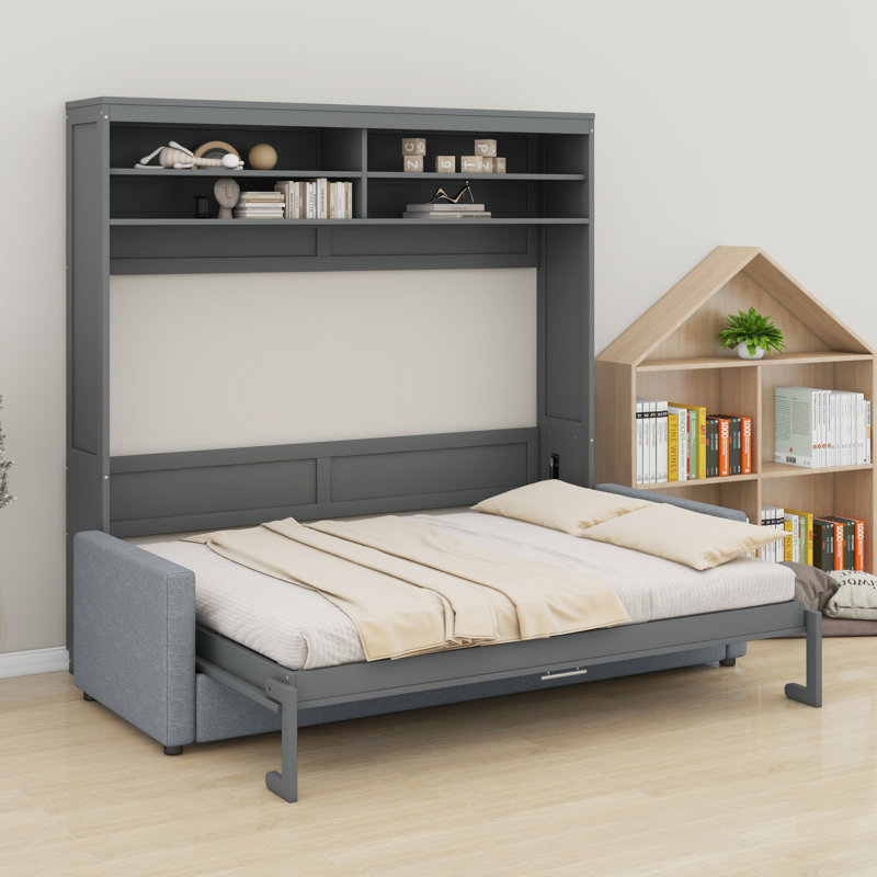 Murphy Bed Wall Bed With Sofa, Gray