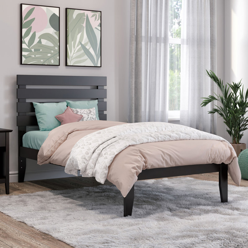 Giga Premium Wood Farmhouse Platform Bed, Twin, Espresso
