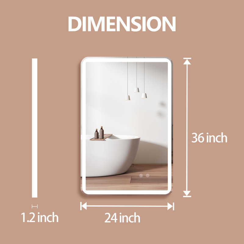 Miroir mural de salle de bain Jaydehn, 36 po x 24 po