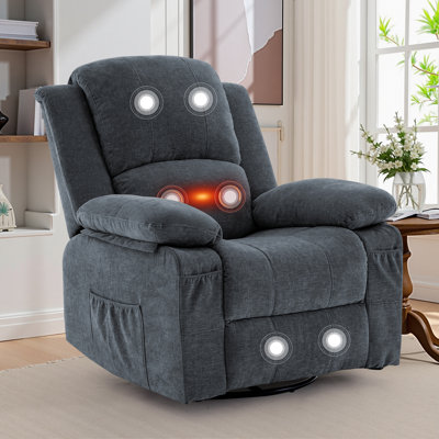 Recliner Chair, Rocker Recliner Chairs With Massage & Heating For Living Room Bedroom, Chenille Fabric