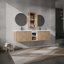 Meuble-lavabo mural avec lavabo et armoire latérale, 2 armoires combinées