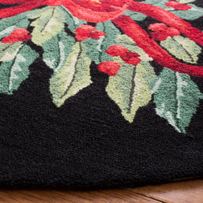 Tapis noir en laine crocheté à la main Encratis