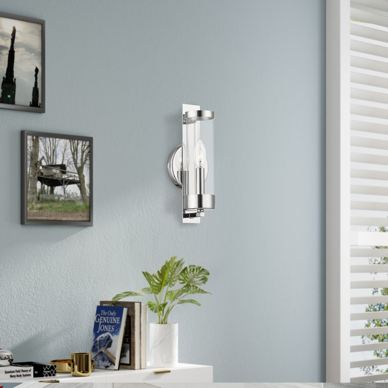 Bernd Steel Candle Wall Light, Polished Chrome