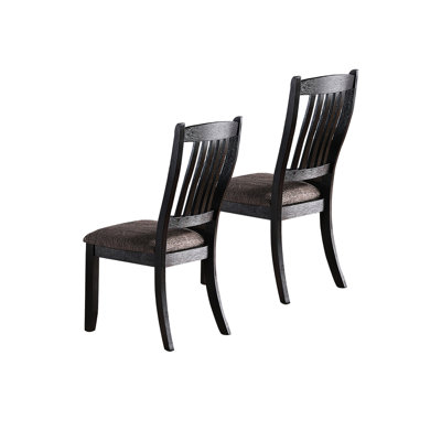 2 chaises de salle à manger rembourrées Dark Coffee, 2, dossier en lattes de bois massif, boutons, 2 chaises en tissu avec capacité de charge maximale de 200 lb avec coussin, 2