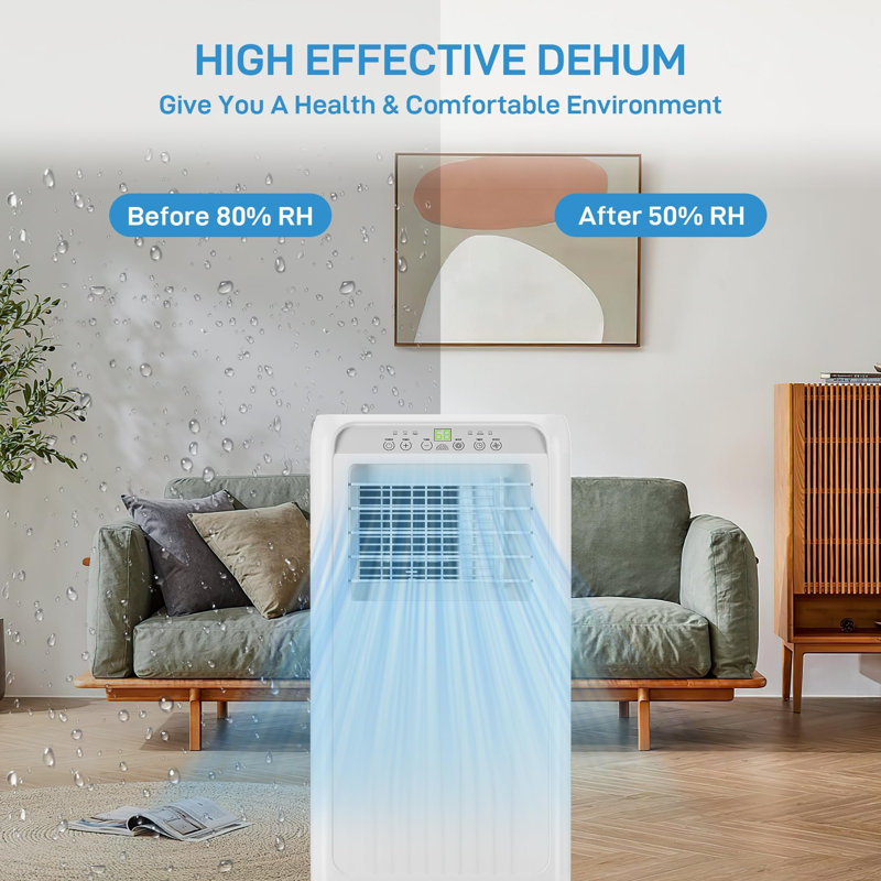 Climatiseur portatif 10 000 BTU, ventilateur de déshumidification 3-en-1, ensemble de fenêtre de télécommande, écoénergétique pour le garage de la chambre à coucher