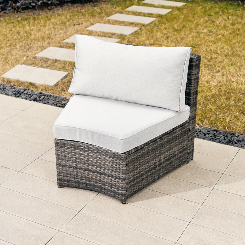 Arrika Wicker 2-Person Outdoor Seating Group with Cushions, White Cushion/Grey Frame