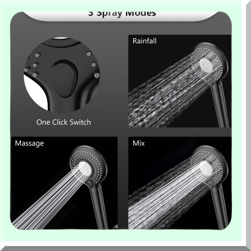 AquaPure High-Pressure Handheld Showerhead with 15-Stage Water Softener, 3 Spray Modes, Chlorine Removal, and Hard Water Filter - Matte Black
