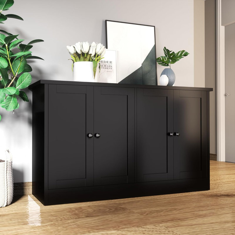 Buffet noir avec armoire à café 4 portes et l 49 po