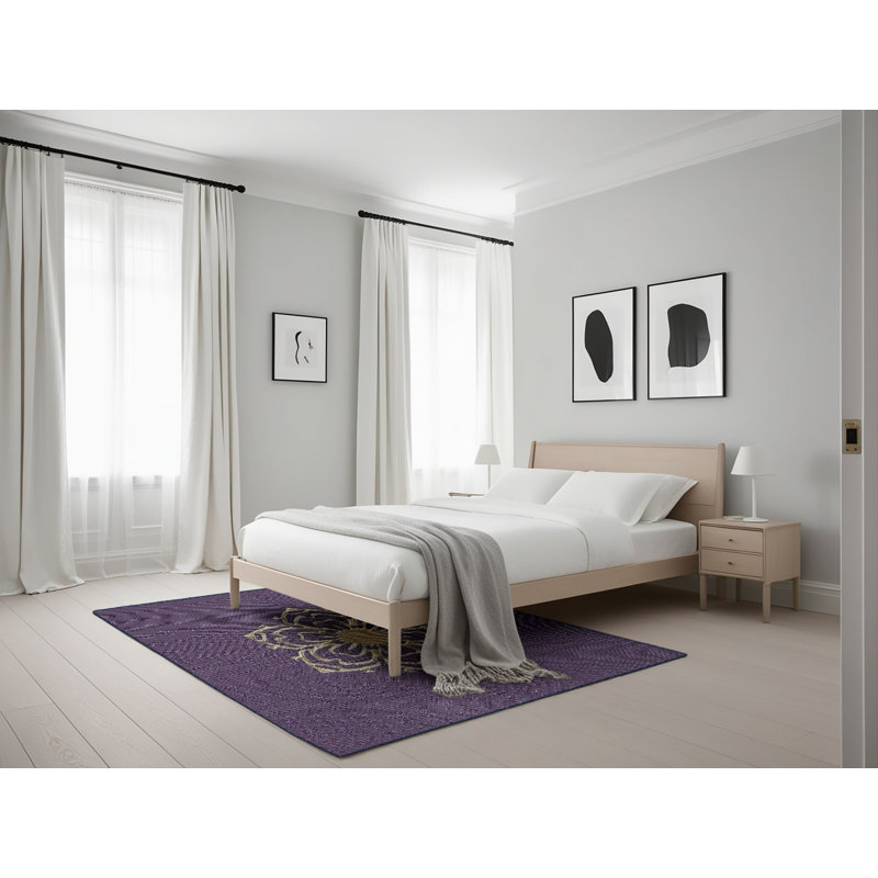 Tapis mauve / doré Power Loom, Rectangle 5 pi x 7 pi