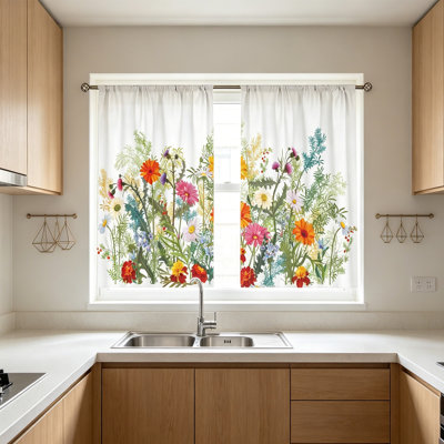 2D Print Kitchen Short CurtainWashable Kitchen Decor CurtainHalf Window Curtain For Kitchen Window Waterproof Light Filtering Curtain For HomeCaf Features