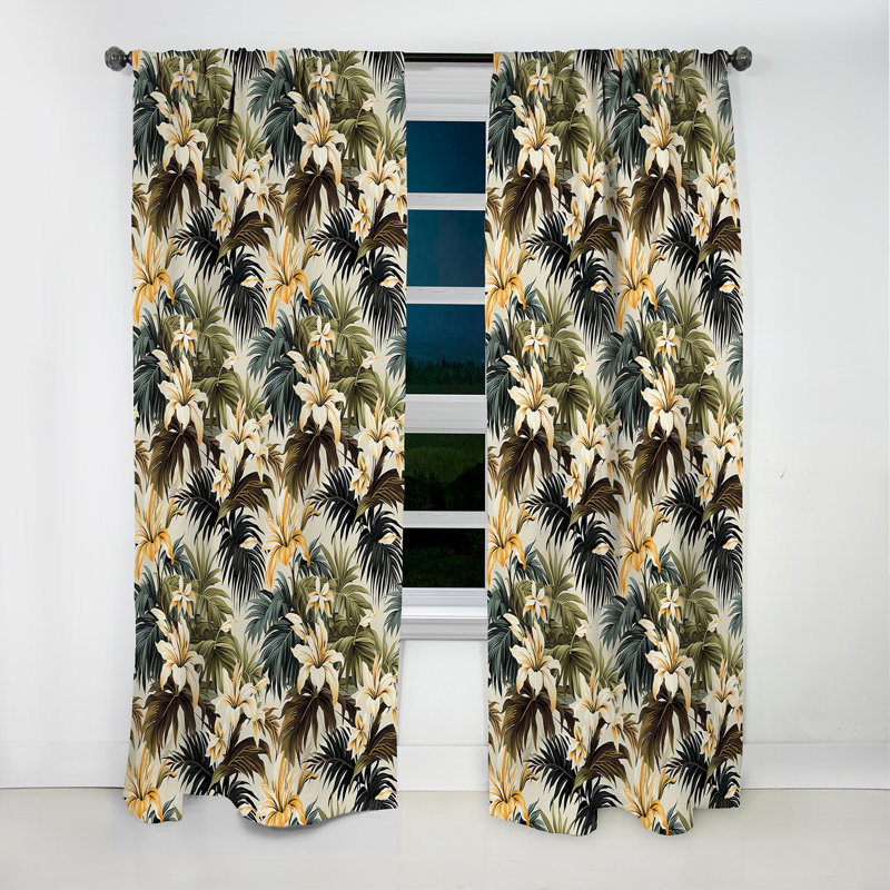 Motif tropical Coconut Grove - Rideau floral - Rideau occultant floral - 1 panneau, L 52 po x L 120 po
