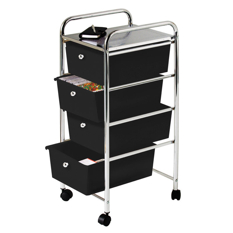 79cm H x 33cm W File Cart with Wheels, Black