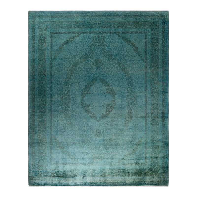 Tapis bleu noué à la main de conception unique Holsworth - bleu
