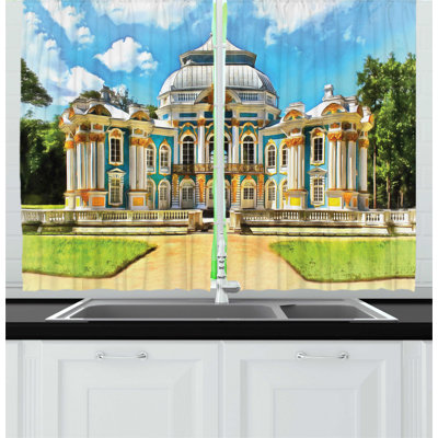Sky Blue/Green Kitchen Curtain