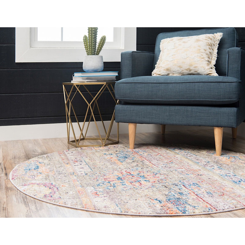 Geometric Indoor Rug, Round 3'3"
