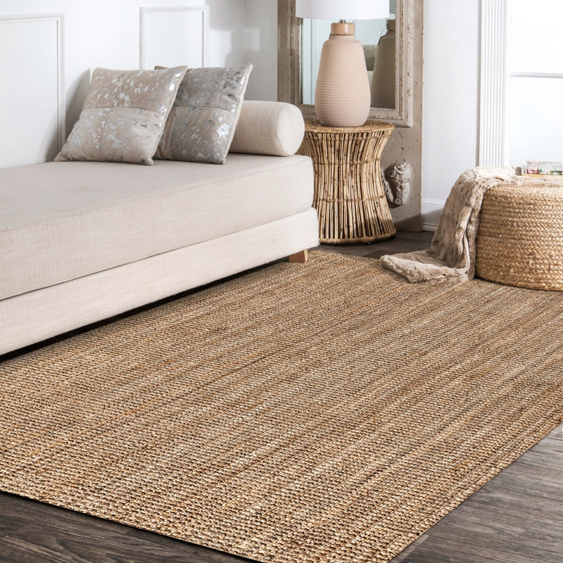 Tapis naturel en jute tissé à la main Pata, Rectangle 7 pi 8 po x 10 pi
