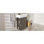 Meuble-lavabo de 21,6 po avec lavabo en céramique, armoire à grain de bois moderne à porte droite avec rangement ouvert et fermé