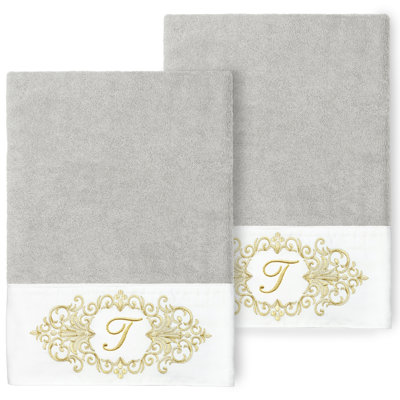 Linum Home Textiles 100% Turkish Cotton MONICA 2PC Embellished Bath Towel Set