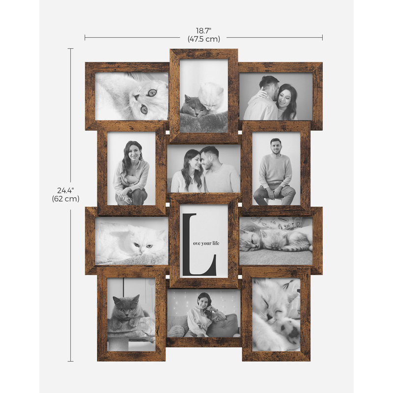 Collage Picture Frames, 4X6 For Wall Decor 12 Pack, Assembly Required, Rustic Brown