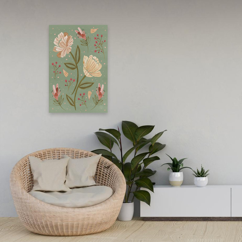 Floralscape V neutre floral contemporain brun Berrie, H 24 po x l 16 po