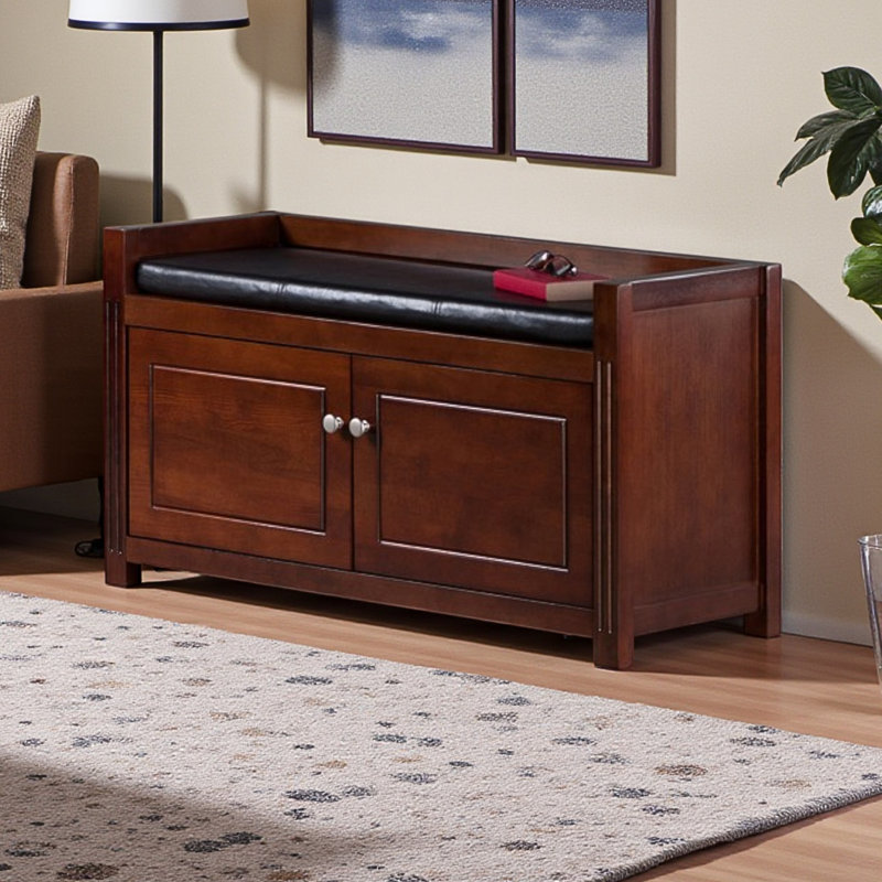 Banc de rangement 2 pièces avec compartiment de rangement brun Brock, H 21,45 po x l 39,57 po x P 15,21 po Brock