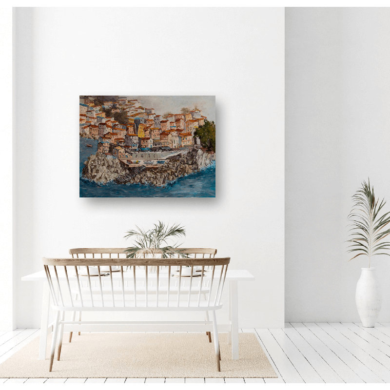 Port Venere - Artist Enhanced Canvas Print, White Framed Canvas, 20" H x 24" W x 1.5" D