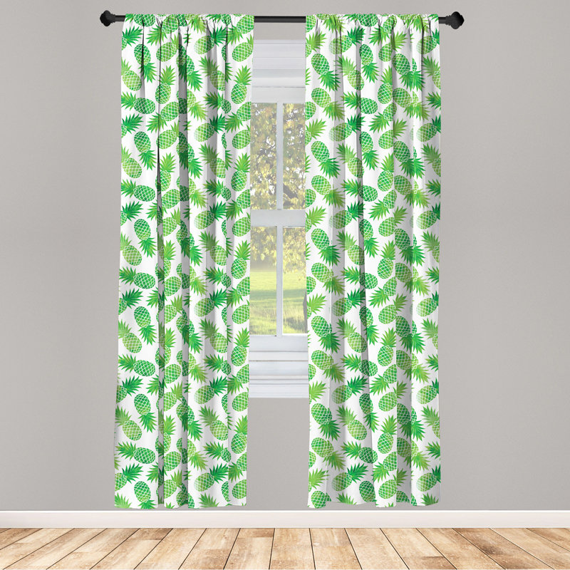 Pineapple Semi-Sheer Rod Pocket Curtain Panels, 28" x 84"