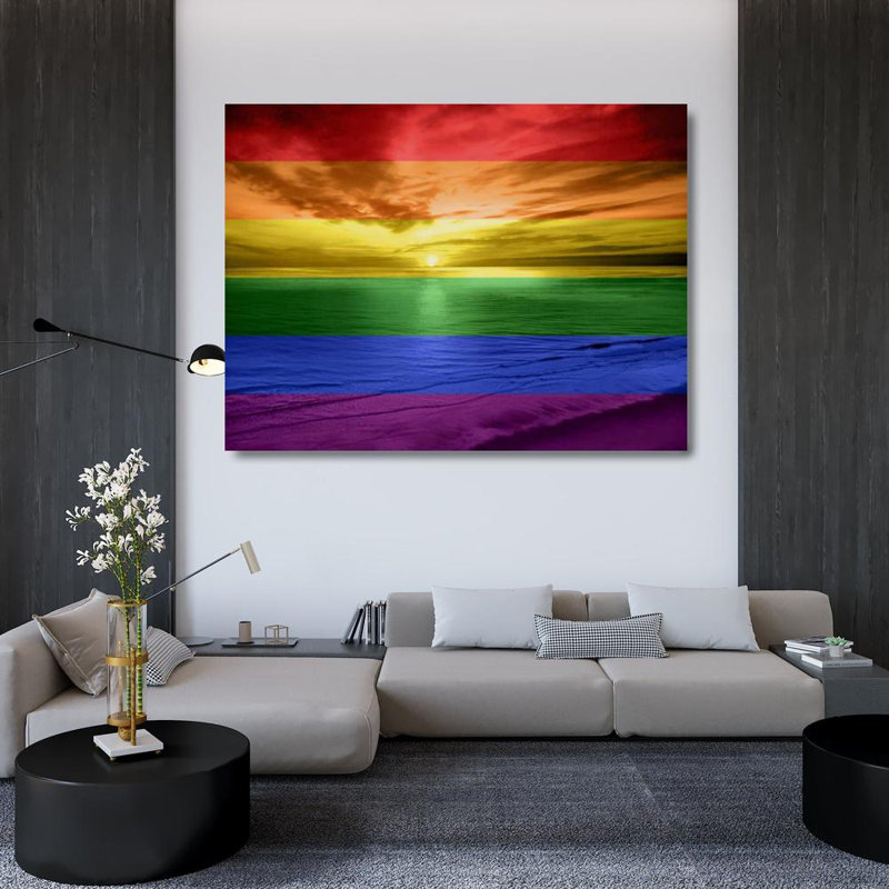 «Red Barrel Studio® Olsen», toile tendue par Maggie Gallery, Rainbow Sunset, H 36 po x l 47 po