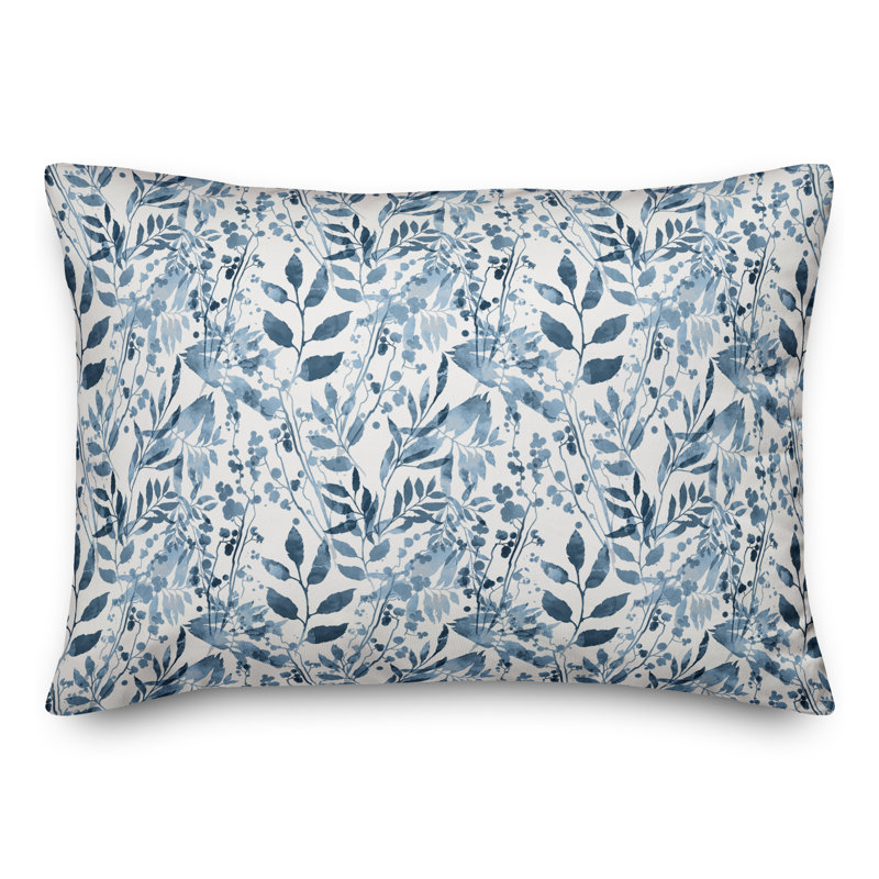 Blue Botanical Pumpkin 14x20 Spun Polyester Throw Pillow