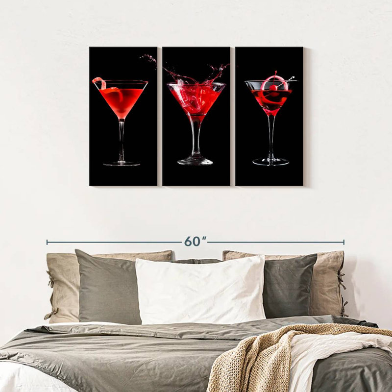 Maraschino cerise cocktail 3 pièces, H 28 po x l 45 po