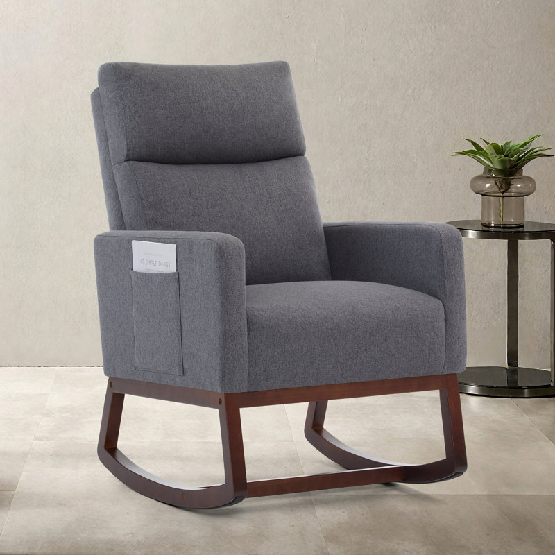 Fauteuil berçant et oscillant Mid-Century, Gris, Noyer