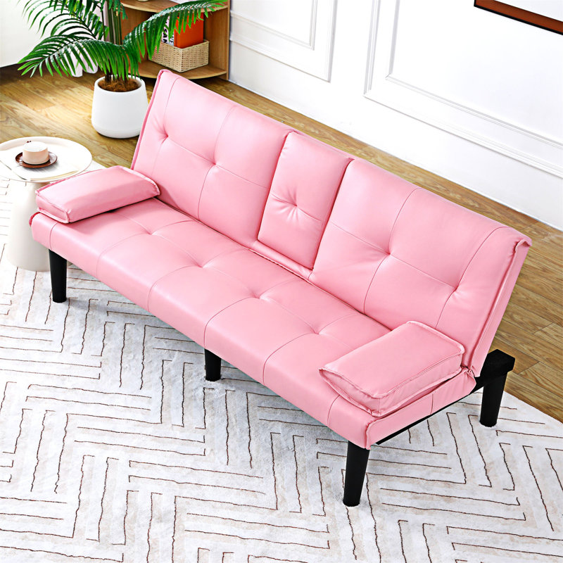 Canapé-lit avec porte-gobelet, PVC rose