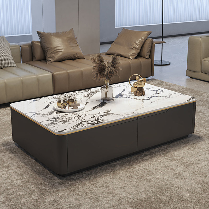Light luxury rectangular rock table, 15'' H x55.1'' L x 27.6'' W