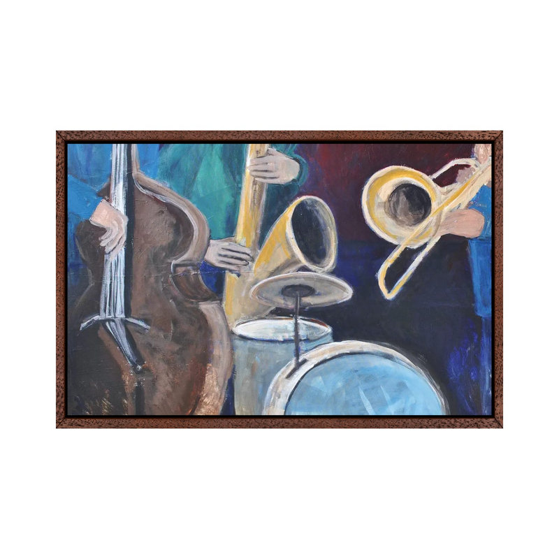 Quartet 1 Piece Painting on Canvas, 45.72cm H x 66.04cm W x 3.81cm D, Classic Brown Wood Framed