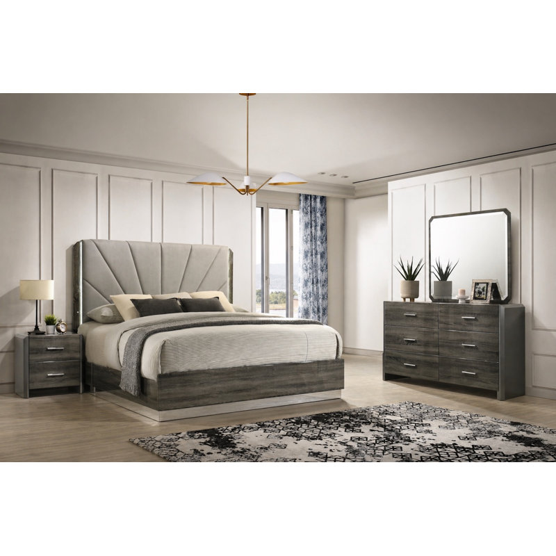 Ensemble de chambre à coucher avec lit plateforme Venice Venice, 4-Piece, Queen
