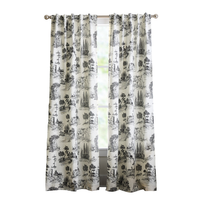 Martha Stewart Village Life Curtain Panel Pair, Black, 37" W x 84" L