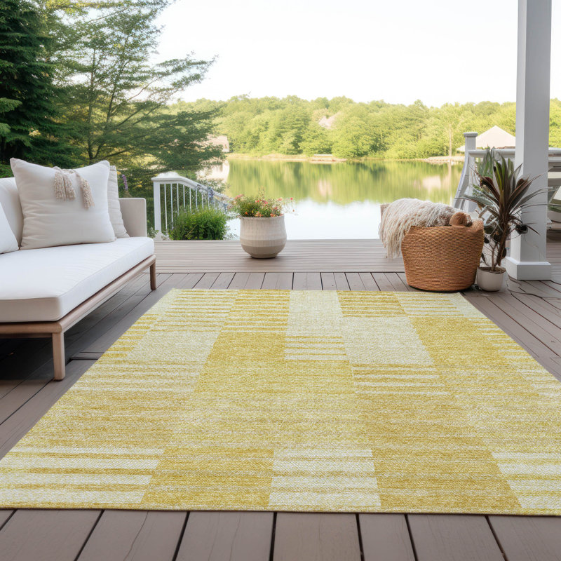 Lavonia Washable Striped Indoor / Outdoor Rug, Rectangle 10' x 14'