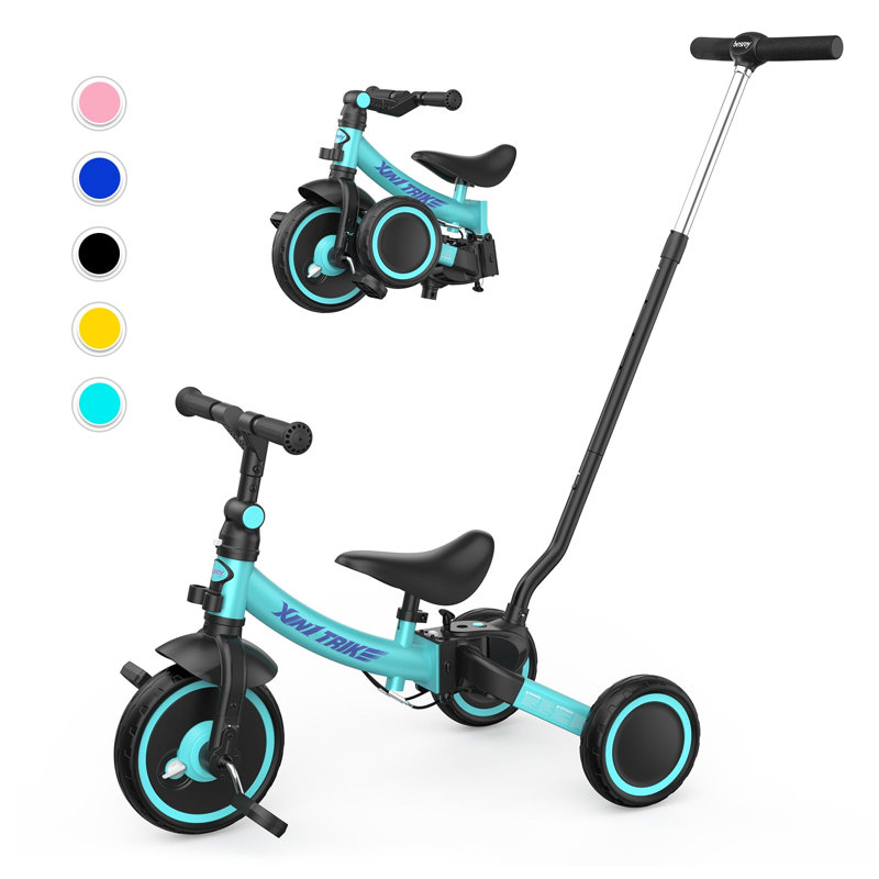 Tricycle pour tout-petits avec poignée-poussoir Besrey 1-5 ans pour filles / garçons, Vert