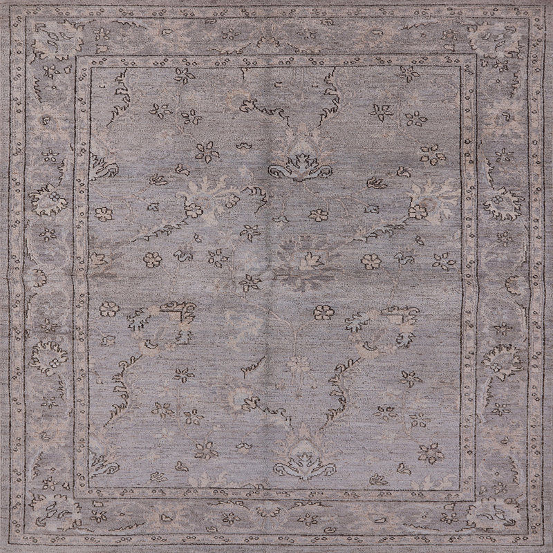 Tapis oriental gris Malkhas, Carré 6 pi